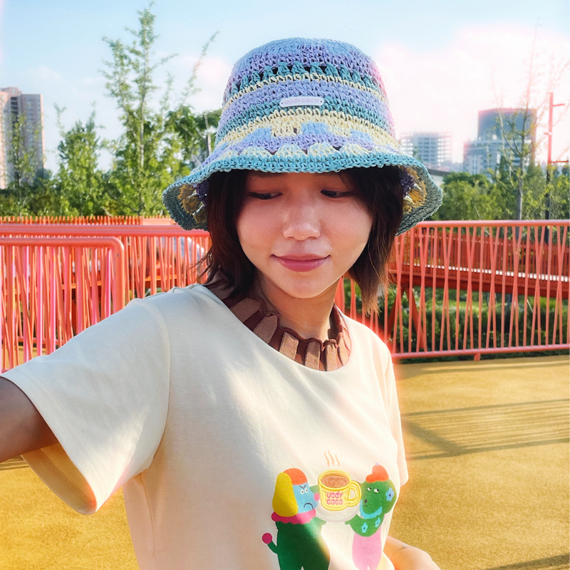 UODYCOCO有蒂棵棵原创草编渔夫帽女夏季甜美透气遮阳防晒草帽沙滩