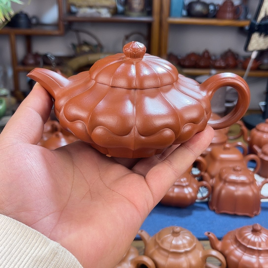 紫砂壶合菱320cc原矿赵庄朱泥