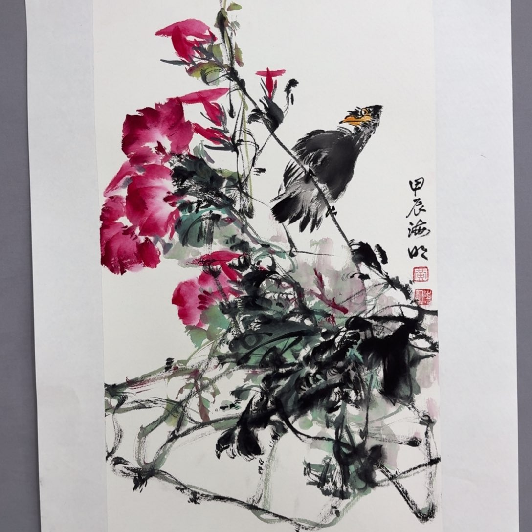 国画艺术家真人手绘