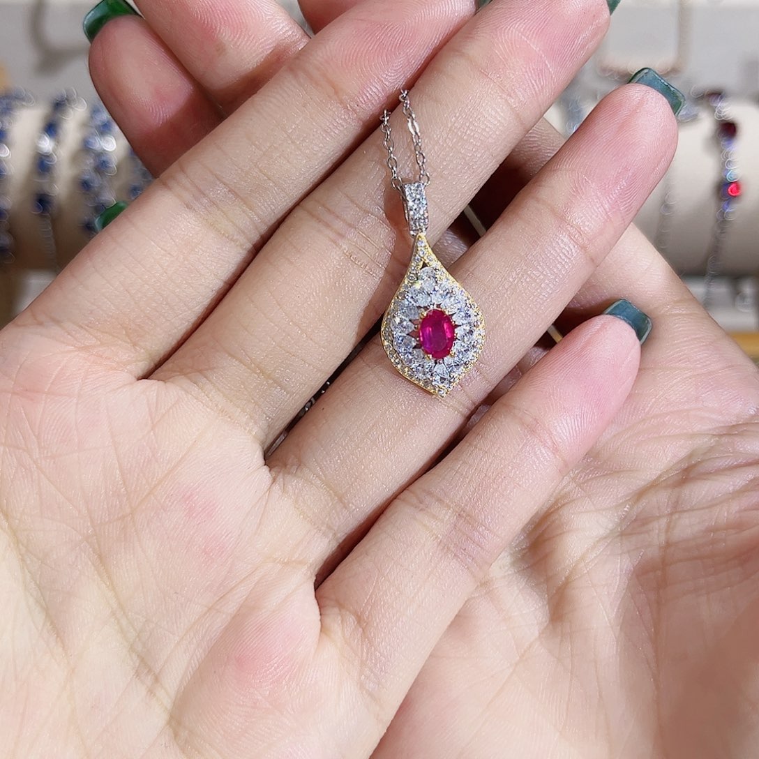 银S925镶嵌吊坠(赠链)红宝石