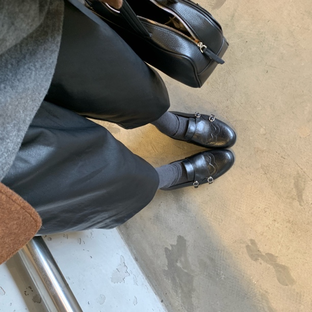 ONNI皮带扣乐福鞋平底一脚蹬小皮鞋时尚加绒秋冬单鞋豆豆鞋#J1510