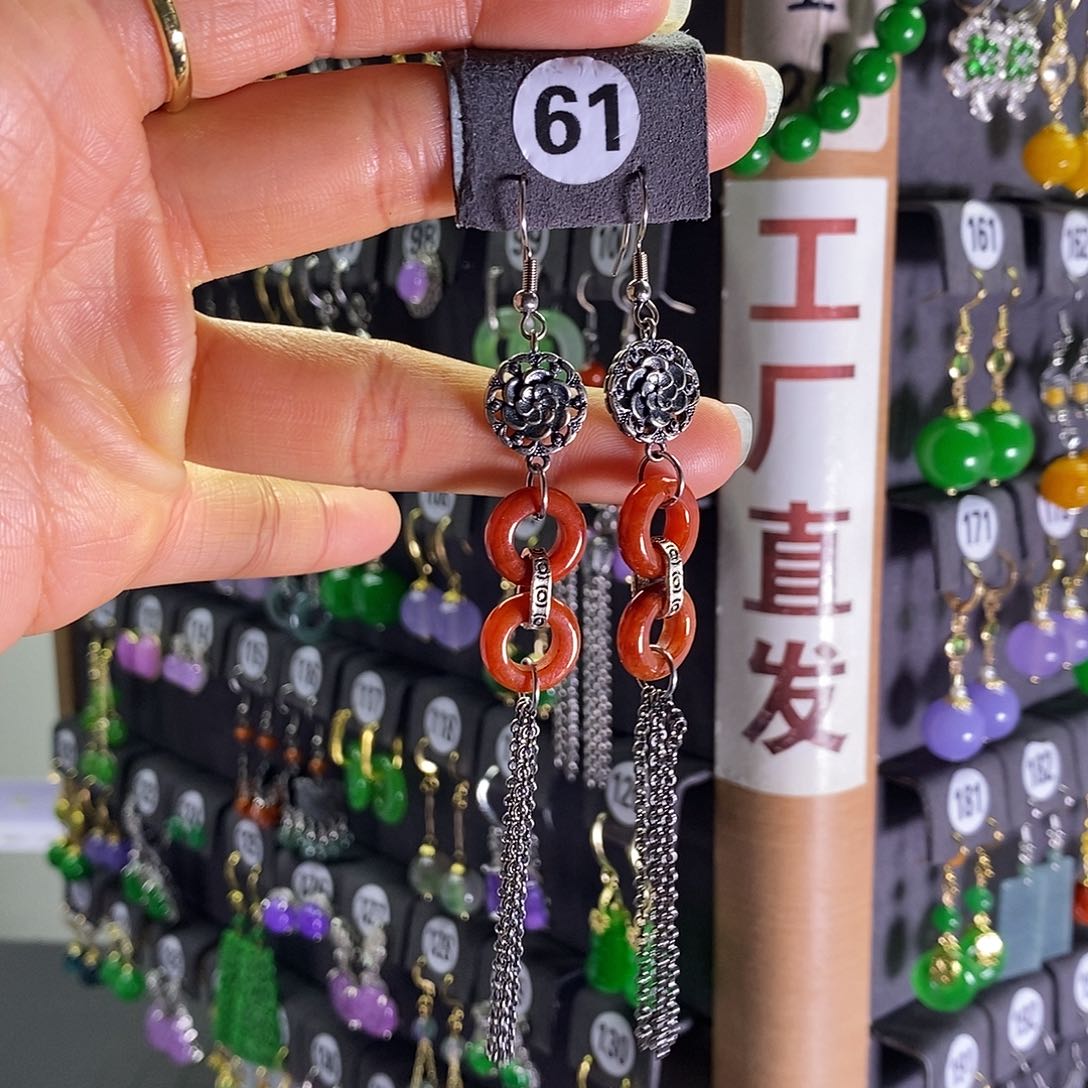 银S925镶嵌翡翠耳饰61