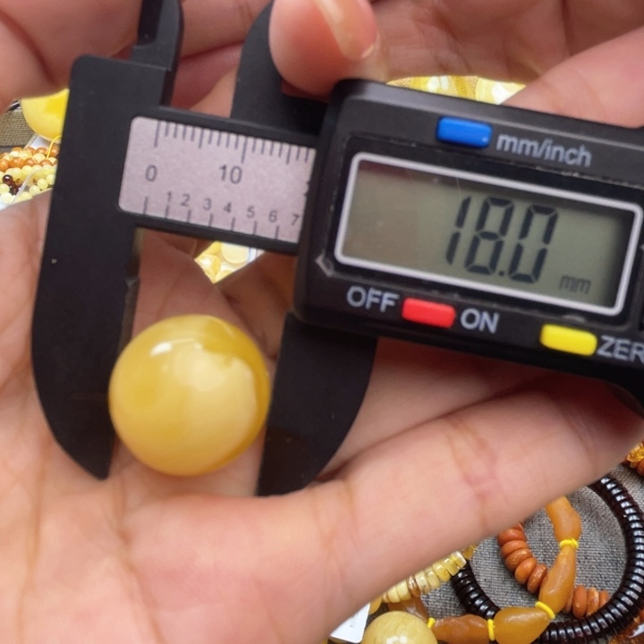 琥珀（花珀）珠宝奇石未镶嵌蜜蜡珠子18m