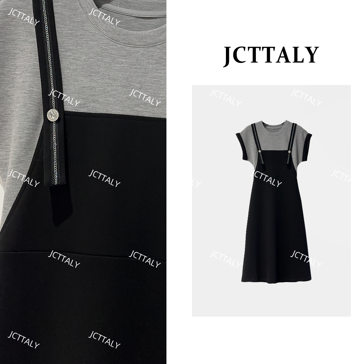 【XT】【26】春夏新款女装轻奢修身短袖连衣裙夏拼接JC-A3643