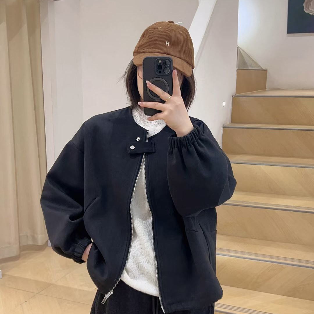 ODUOER【实体同款】复古休闲宽松夹克外套女显瘦减龄慵懒松弛上衣