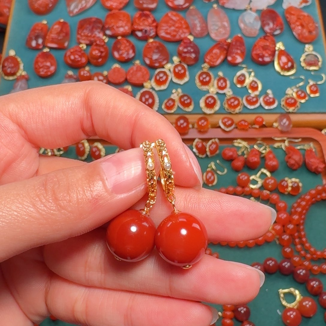 南红玛瑙南红13+银S925镶嵌