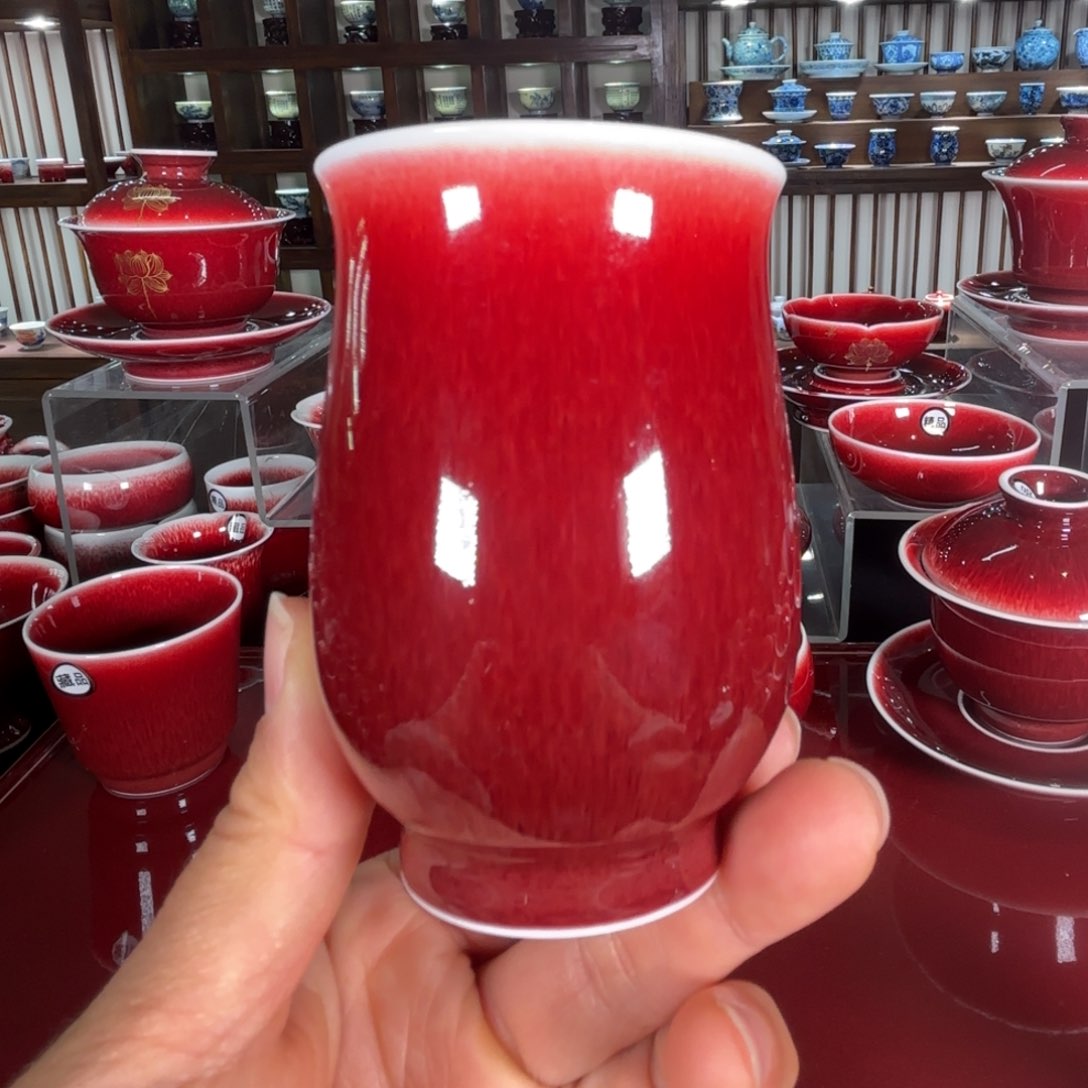景德镇精品郎红闻香杯