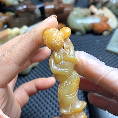 白玉菩提吊坠摆件