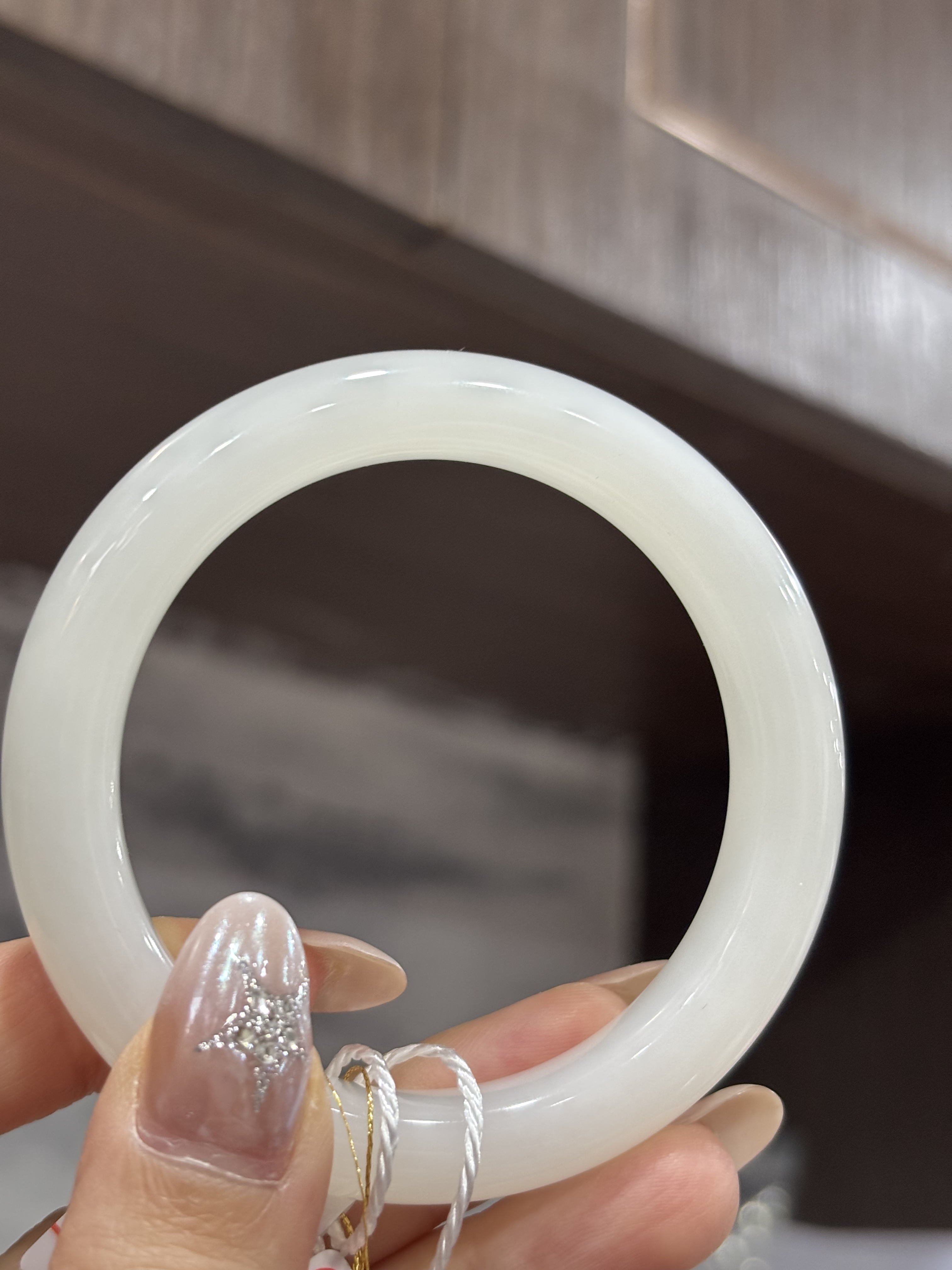 062117WT和田玉青海料白玉手镯圈口51.5克重43.54g