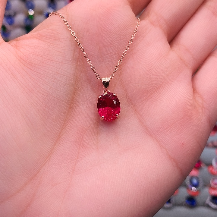 红宝石吊坠(赠链)银S925镶嵌