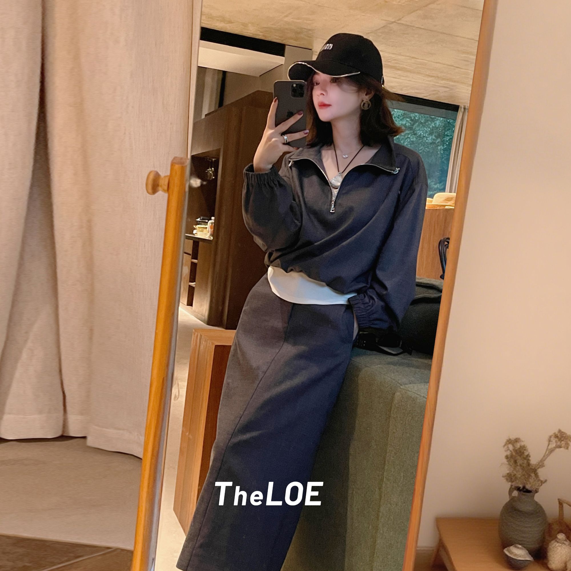 TheLOE/[【高级灰玛瑙蓝撞色套装】上衣简约半裙套装#07.25TZ-G6070