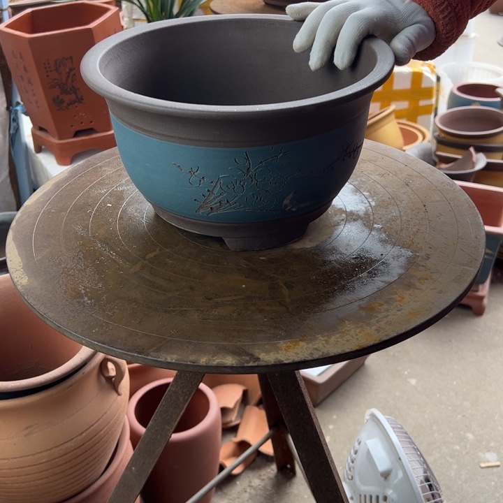 紫砂蓝中 口径27×15