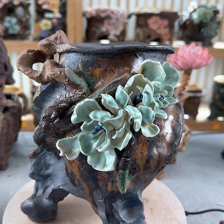 紫砂花盆景德镇陶瓷花盆