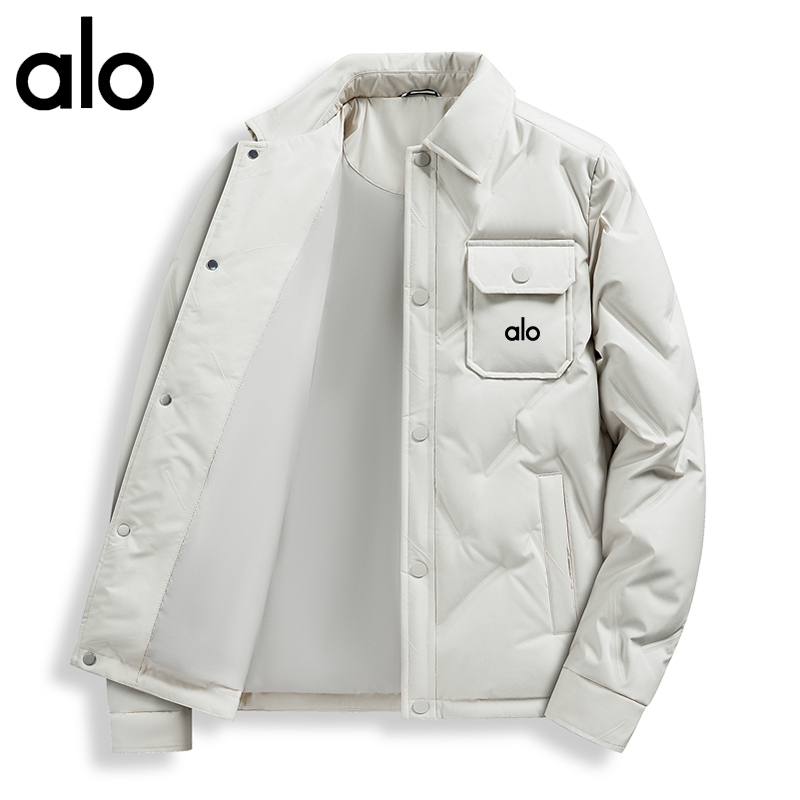alo羽绒服夹克男士休闲鸭绒外套上衣防风保暖舒适御寒白带时尚
