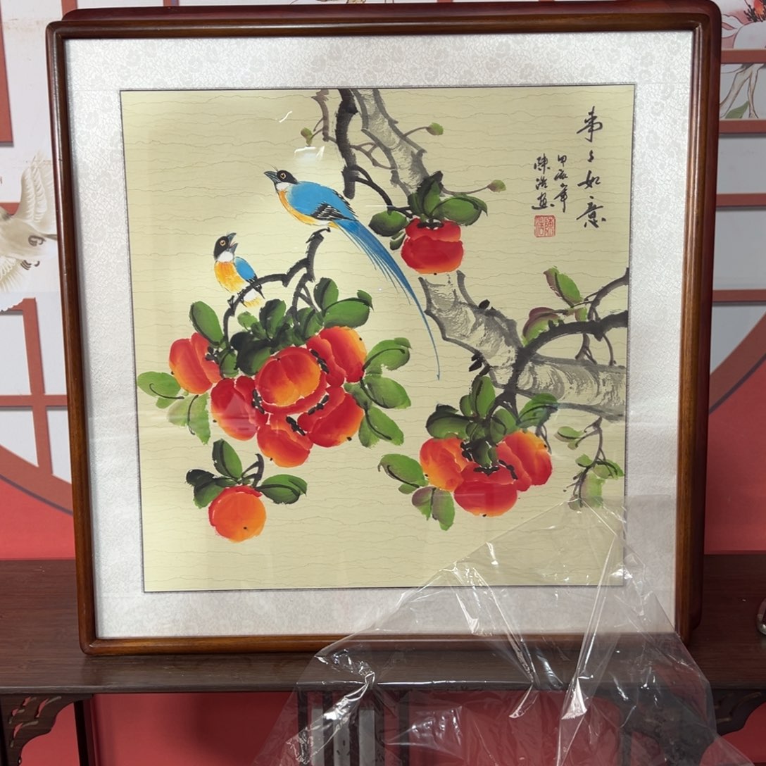 国画带框尺寸63✖️63手绘包邮