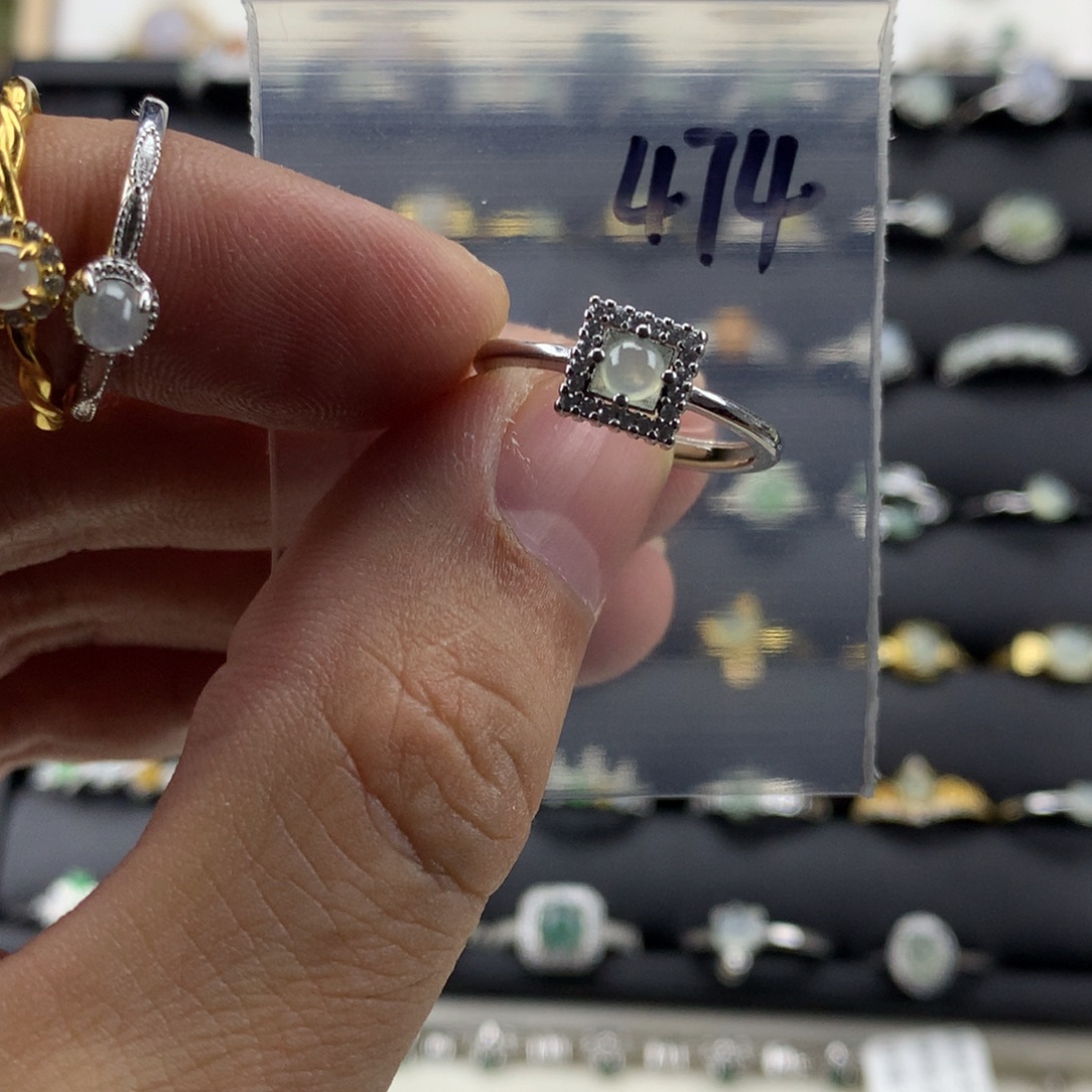 喵***喵翡翠银S925镀金镶嵌戒指474