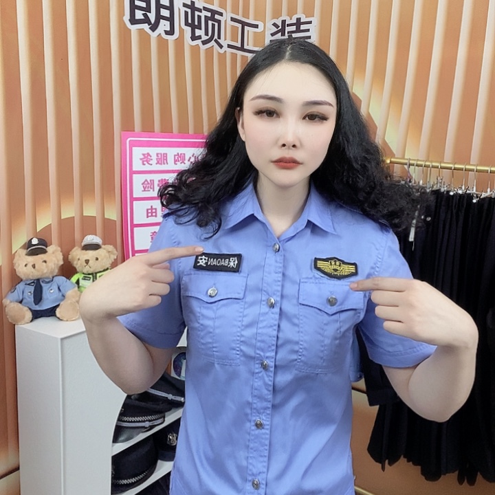 天蓝色高支棉短袖衬衫180码只要肩标