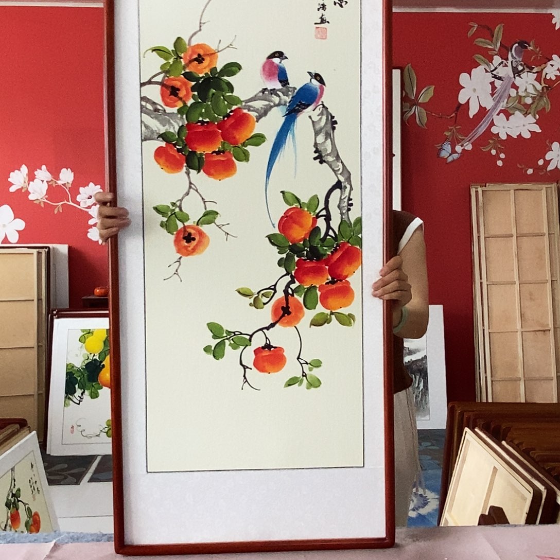 国画手写手绘带框包邮50✖️120国画作品