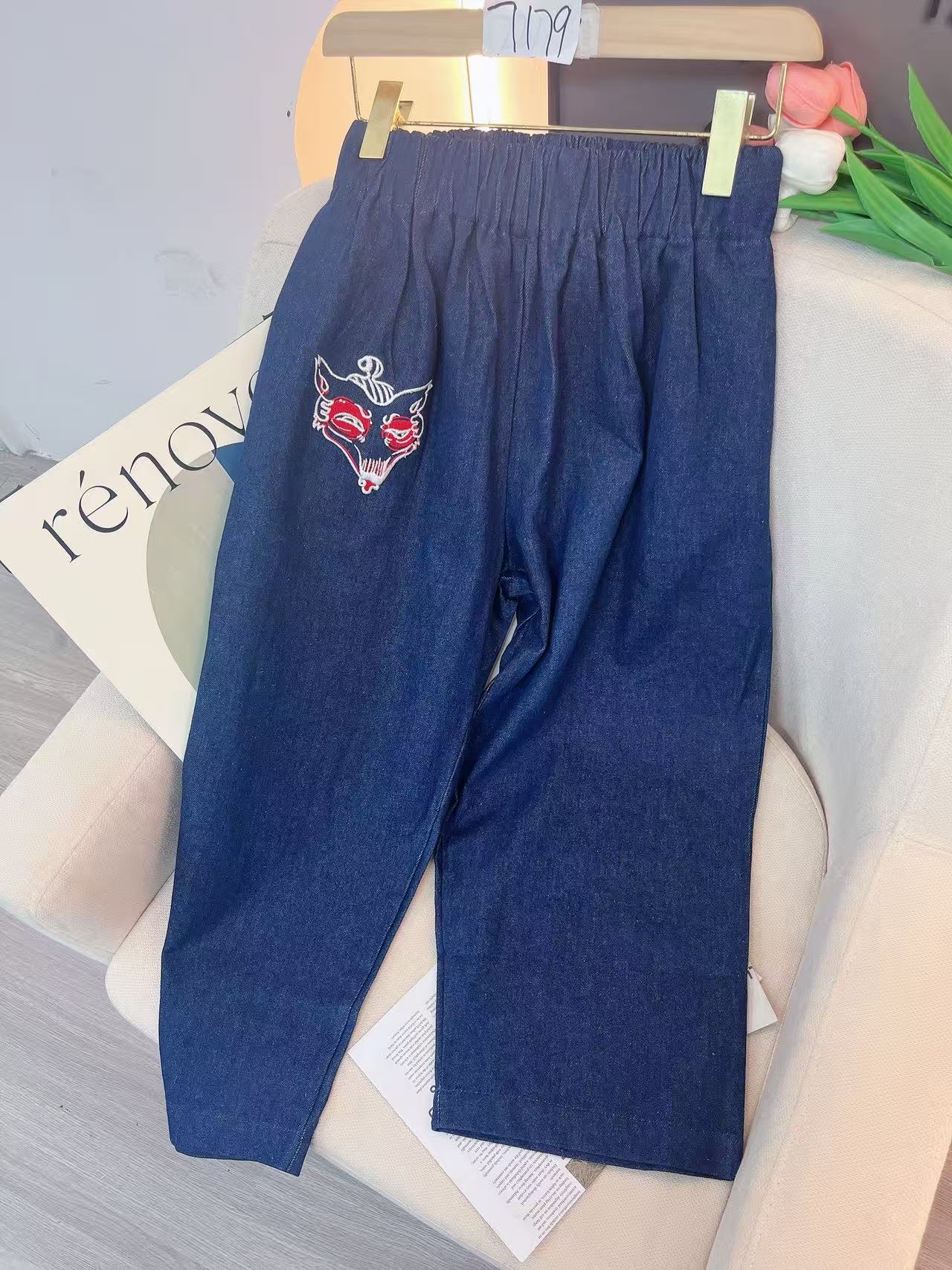 7180 Y174新款七八牛仔裤阔腿高腰时尚宽松