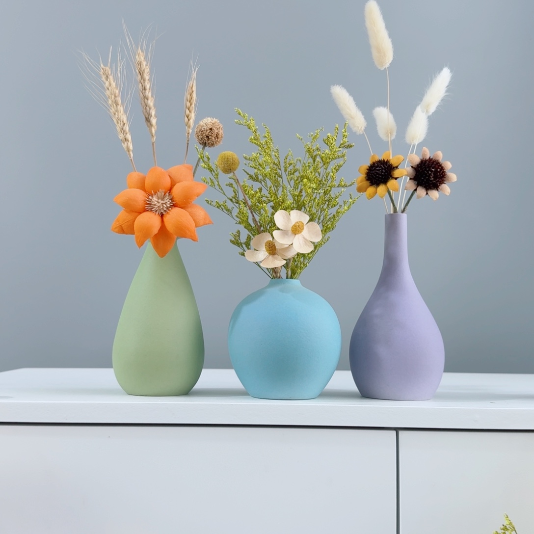 摆件陶瓷花瓶摆件含花总高约20-30cm