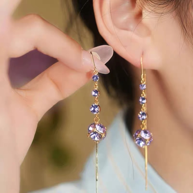 铜合金仿水晶耳饰 日韩小众耳环C232时尚爱心