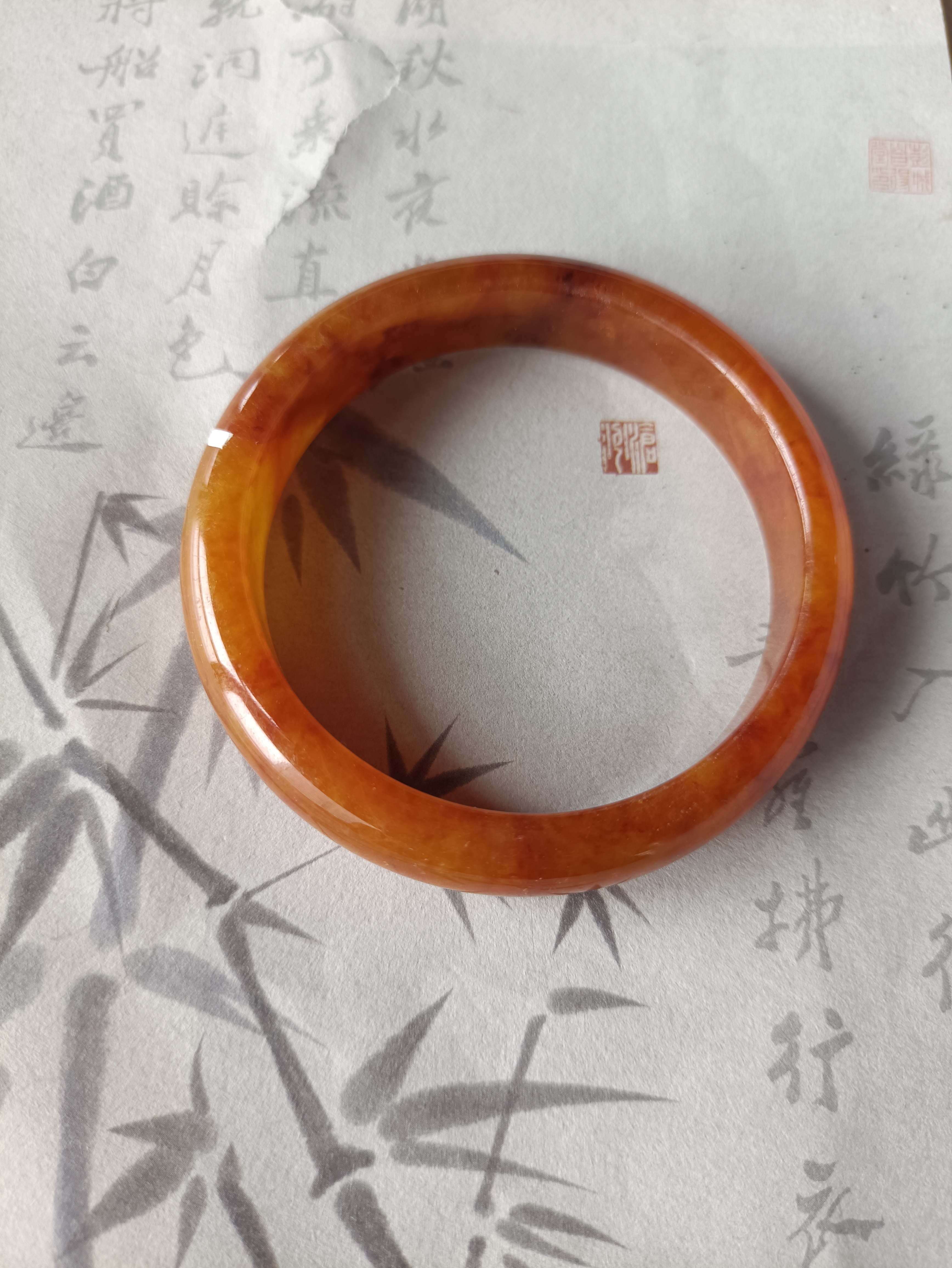 F2244  五八＋ 缅甸冰润飘绿翠翡翠手镯女款手工