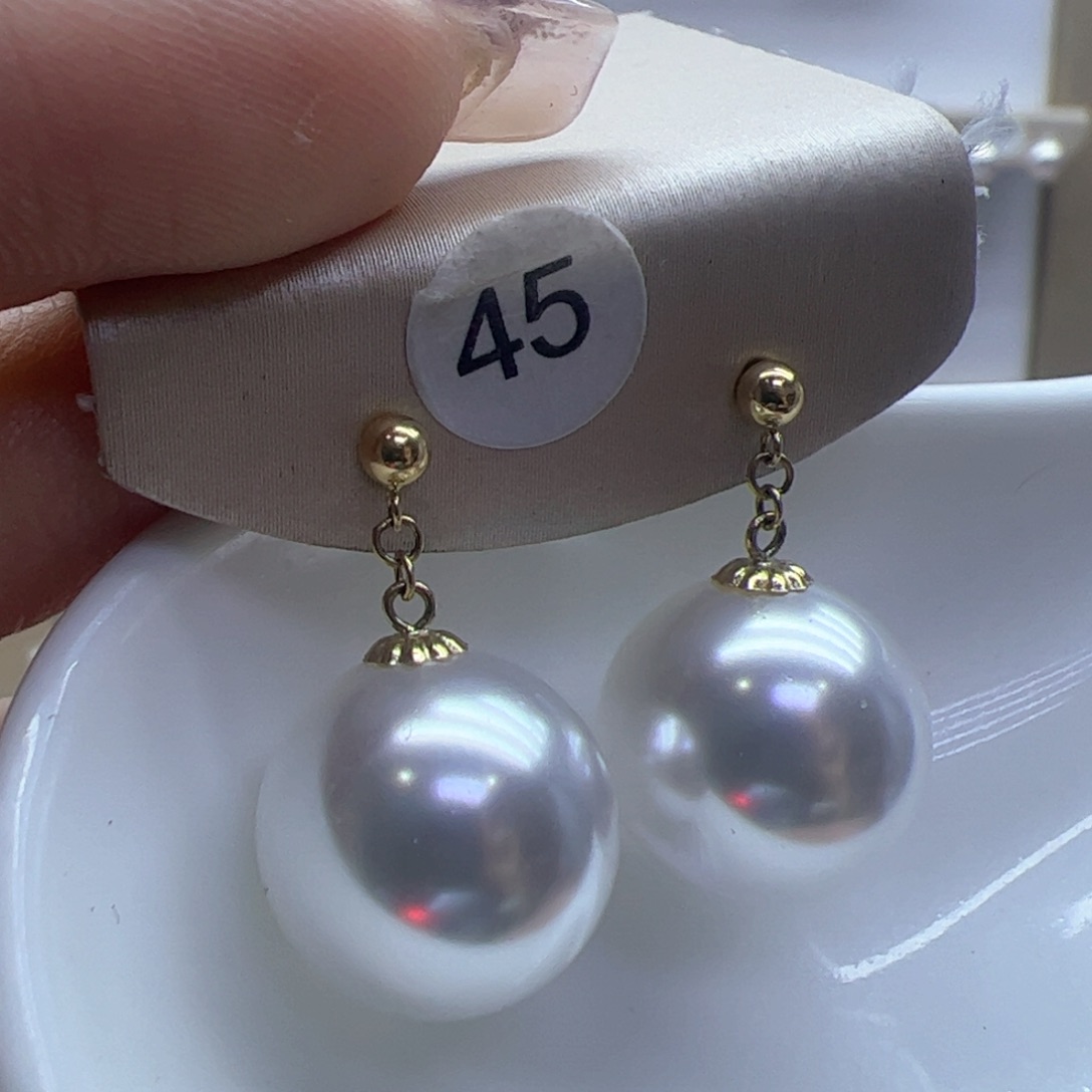 淡水珍珠耳饰18K金镶嵌