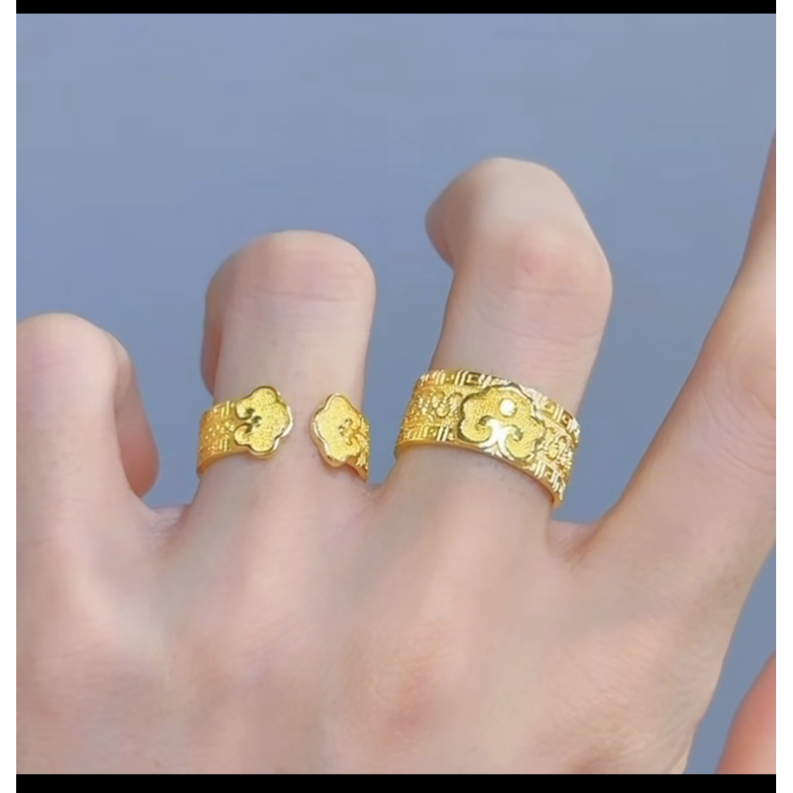 铜合金戒指 情侣款如意对接可调节戒指