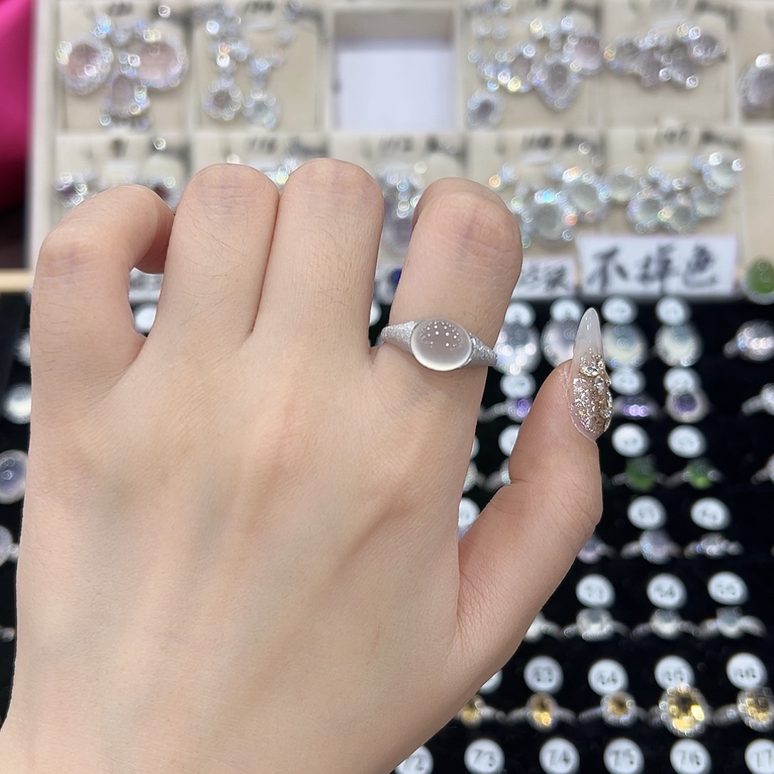 十***利蛇纹石玉银S925镶嵌戒指