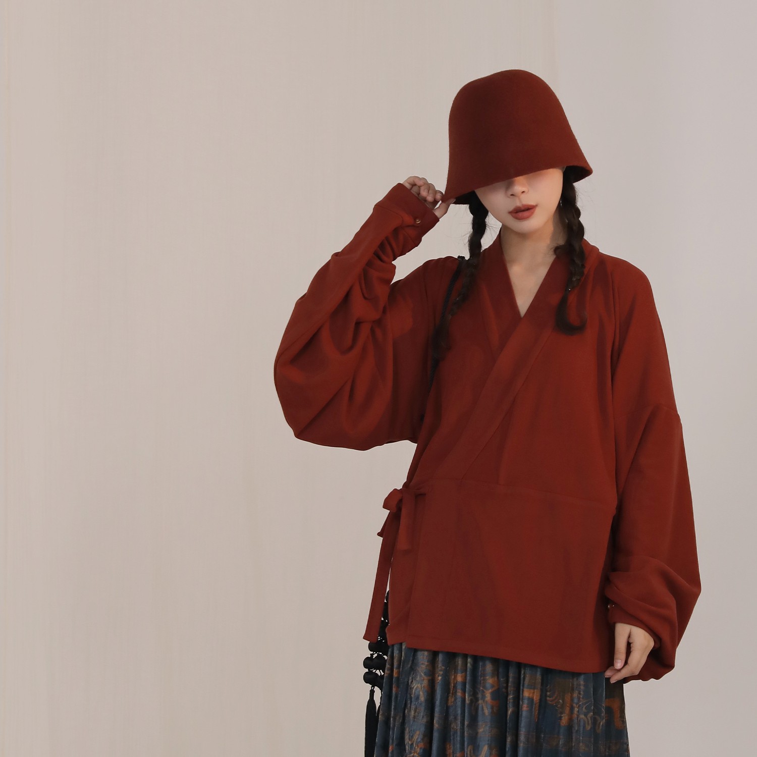 谜阿凰【蔷薇里衣】晋制原创汉服上衣内搭女秋冬纯色打底衫日常舒适