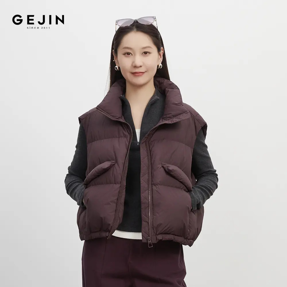 GEJIN/歌锦秋冬新款小宽肩立领休闲舒适百搭短款马夹9352540395