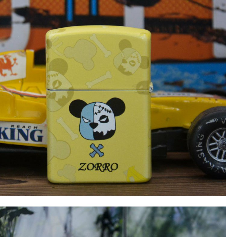 ZORRO正品佐罗夜光暴力熊黄色创意打火机黄铜雕刻【需自配油】