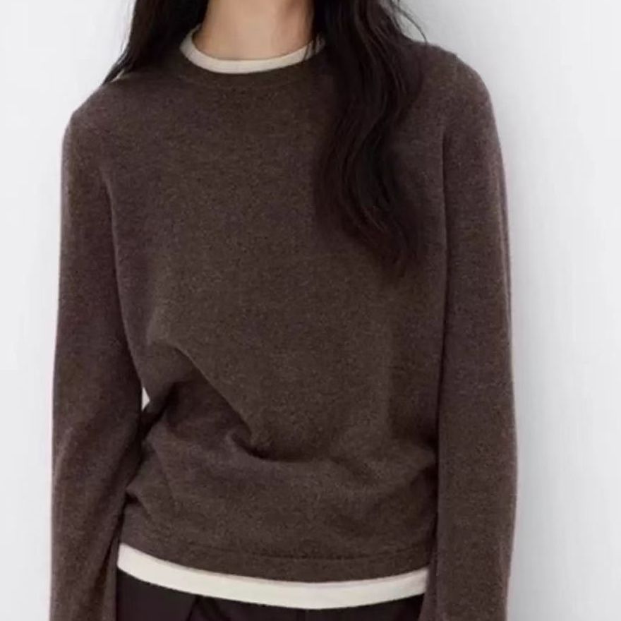 100%绵羊毛撞色百搭女式羊毛衫25DAK0156