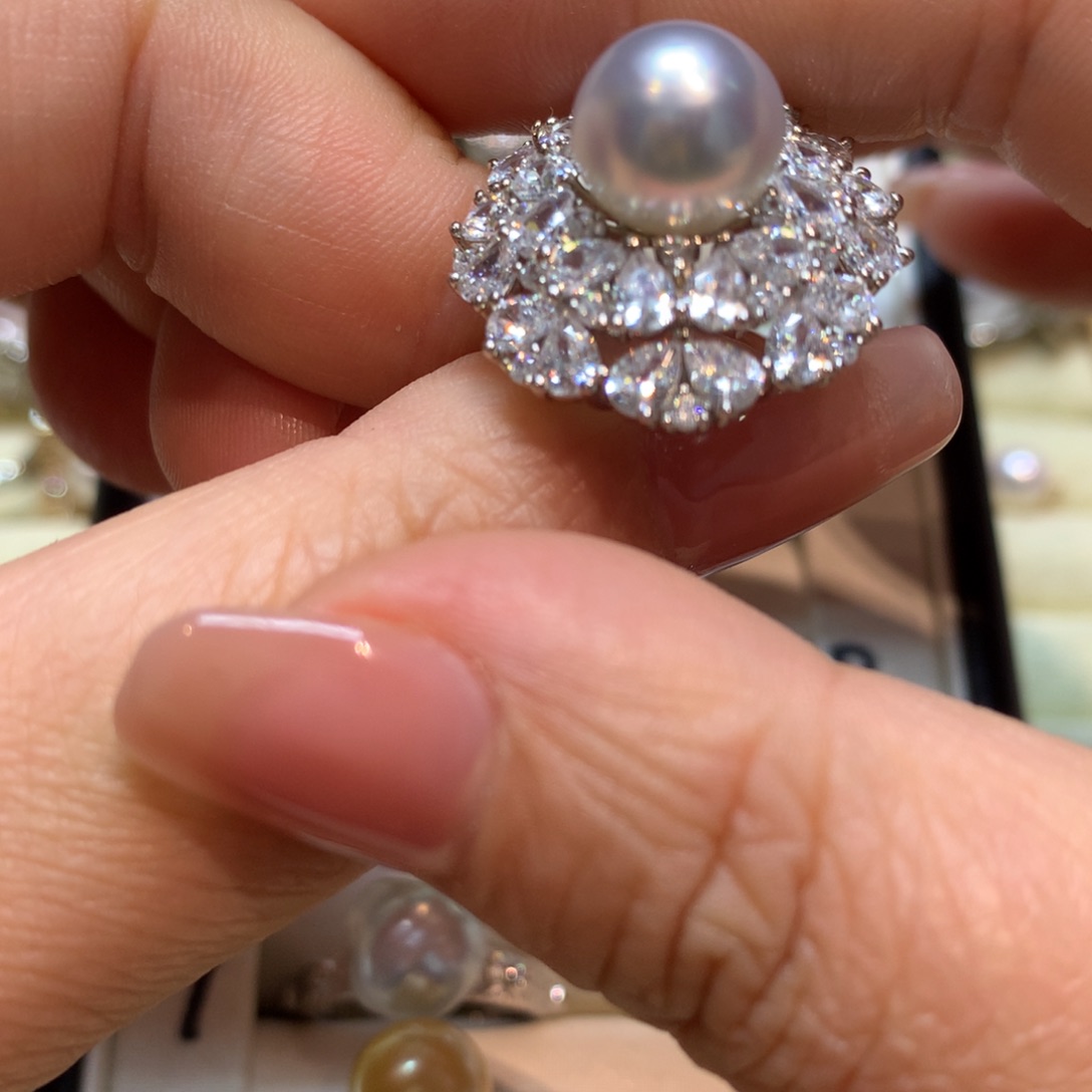 海水珍珠戒指银S925镶嵌