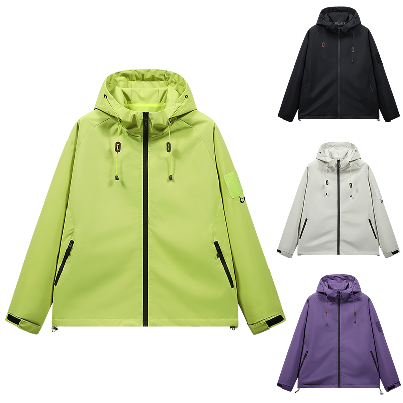 昆仑顶纯色连帽秋季防风防水登山夹克保暖上衣休闲防水外套