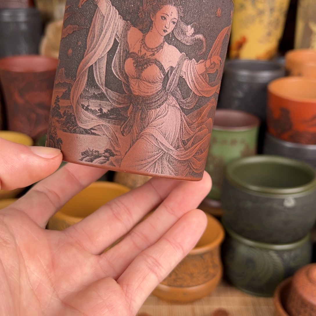 紫砂茶杯宜兴原矿紫砂杯