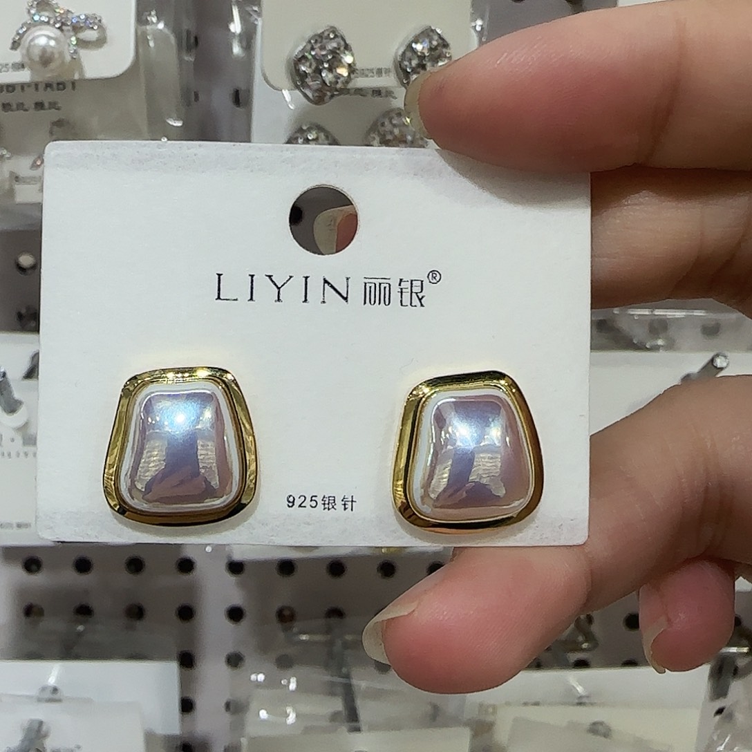 锆石纯铜合金珍珠耳钉