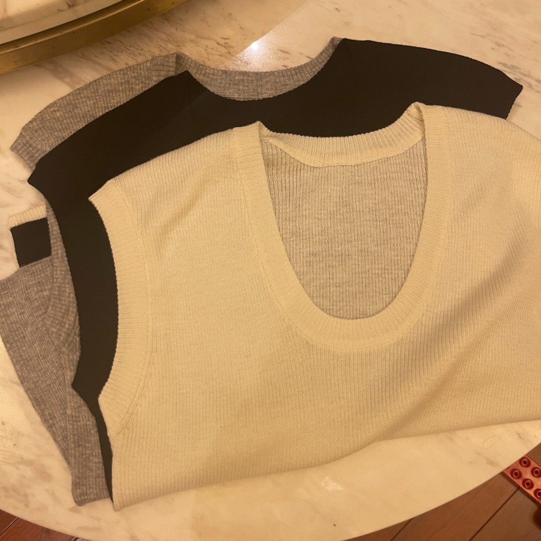 MYL 美丽诺羊毛针织衫2023春季新品无袖套头纯色休闲宽松上衣