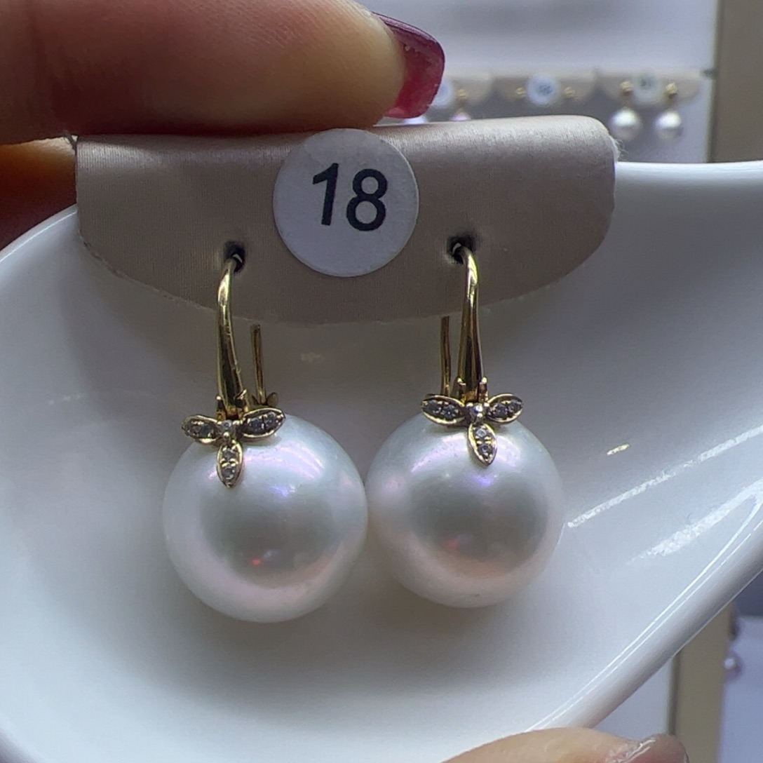 淡水珍珠耳饰18K金镶嵌
