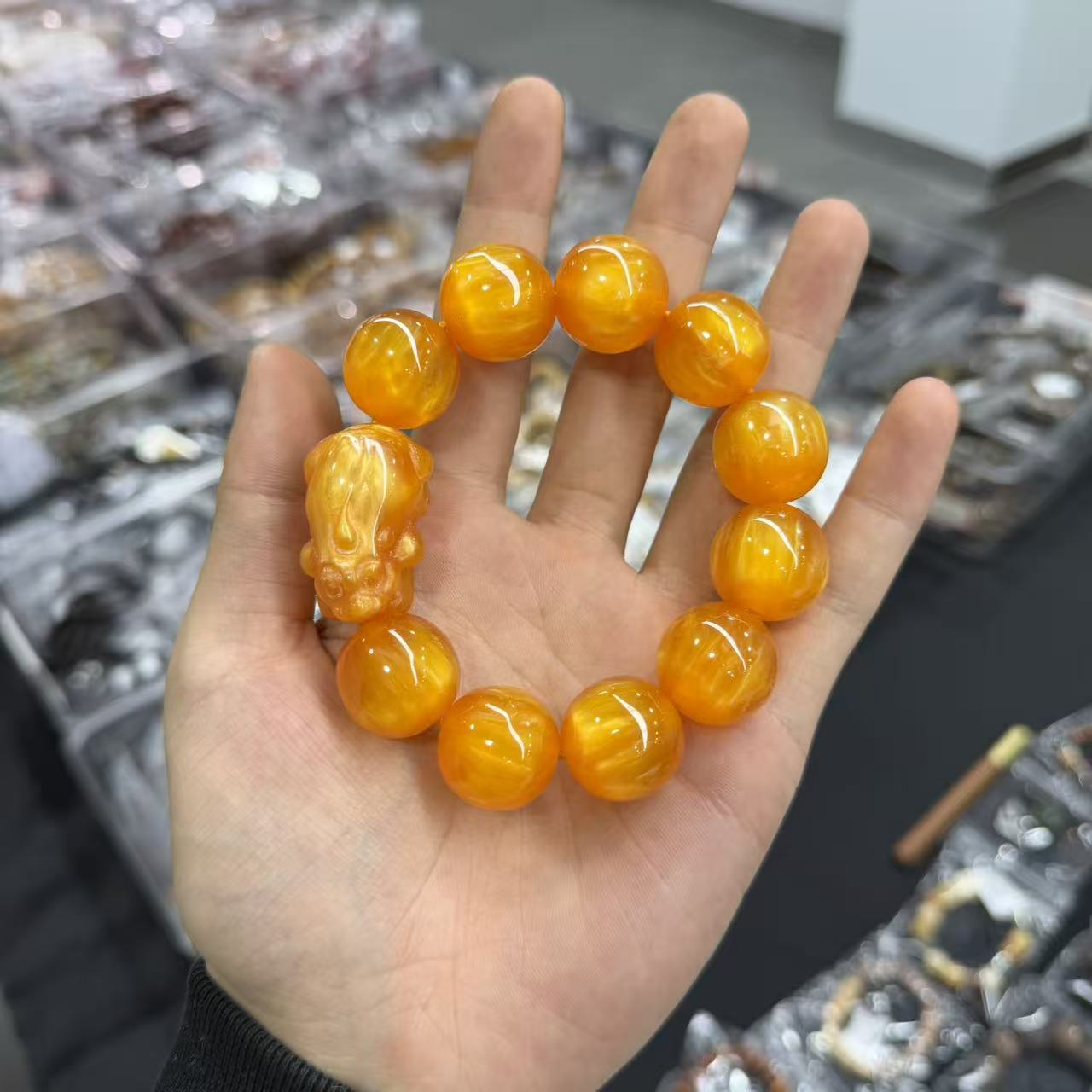 【书汐文创】高端客订2.0金丝柳+貔貅手串 1265 【无礼盒】