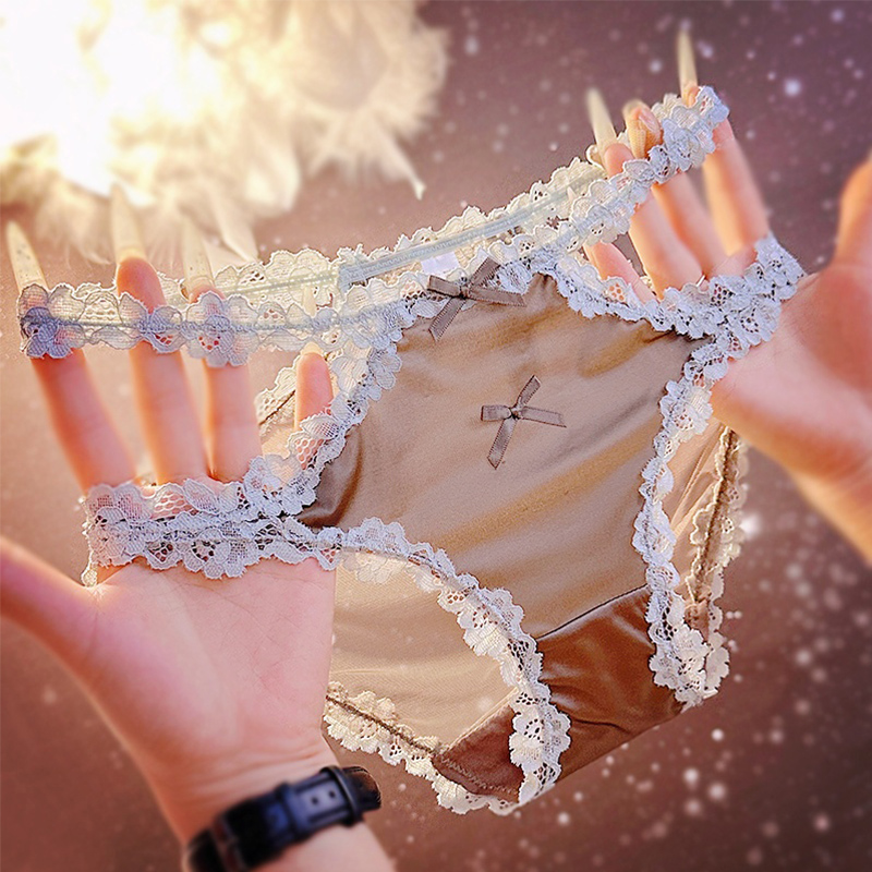 2025新款性感蕾丝内裤女中低腰无痕时尚火辣镂空丝滑牛奶丝三角裤