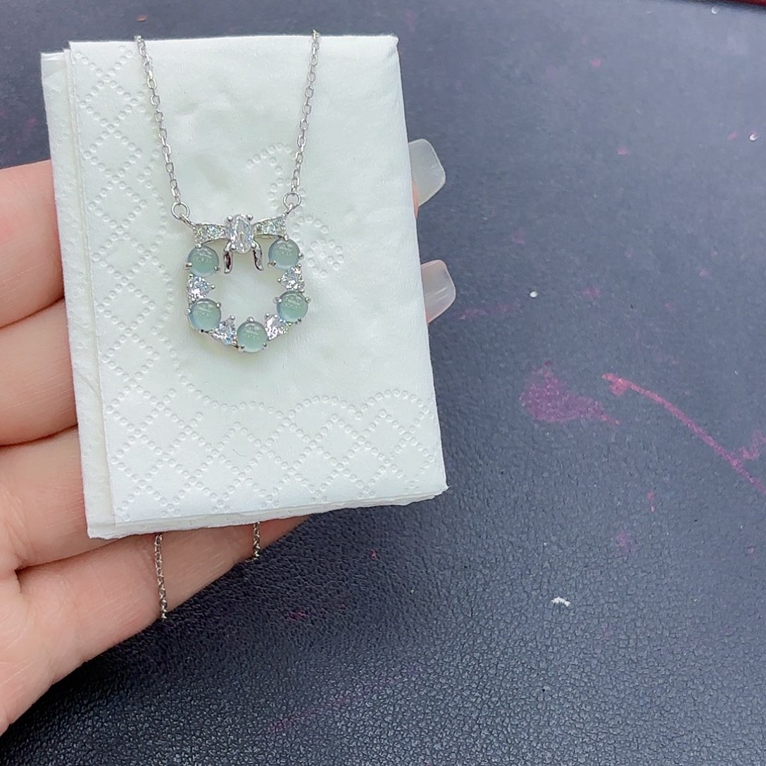 翡翠银S925镶嵌颈饰精品•锁骨链一件