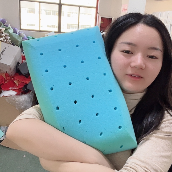 蓝色记忆棉活性炭腰靠