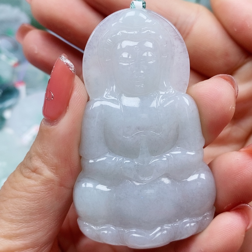 【闪购商品】翡翠颈饰未镶嵌天然翡翠A货观音