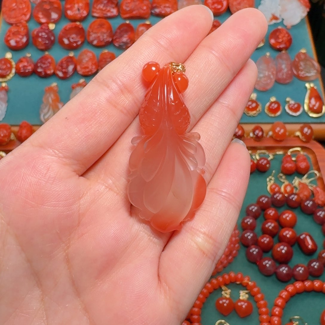 南红玛瑙南红18K金镶嵌