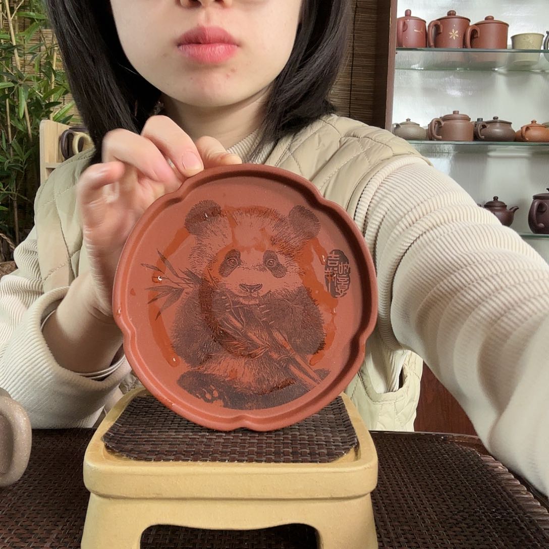 紫砂茶杯熊猫壶乘