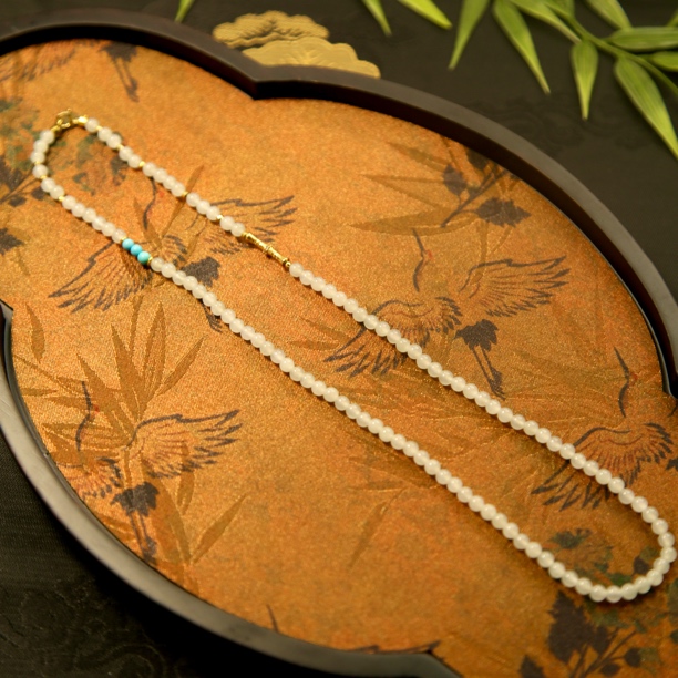 和田玉羊脂白冰s925银4mm颈链多样性随机发一