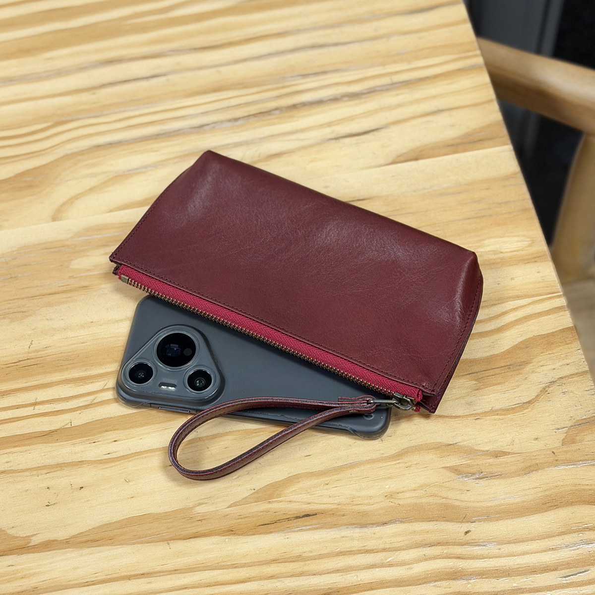 转山头层牛皮水染植鞣真皮小众复古长款钱包简约手包