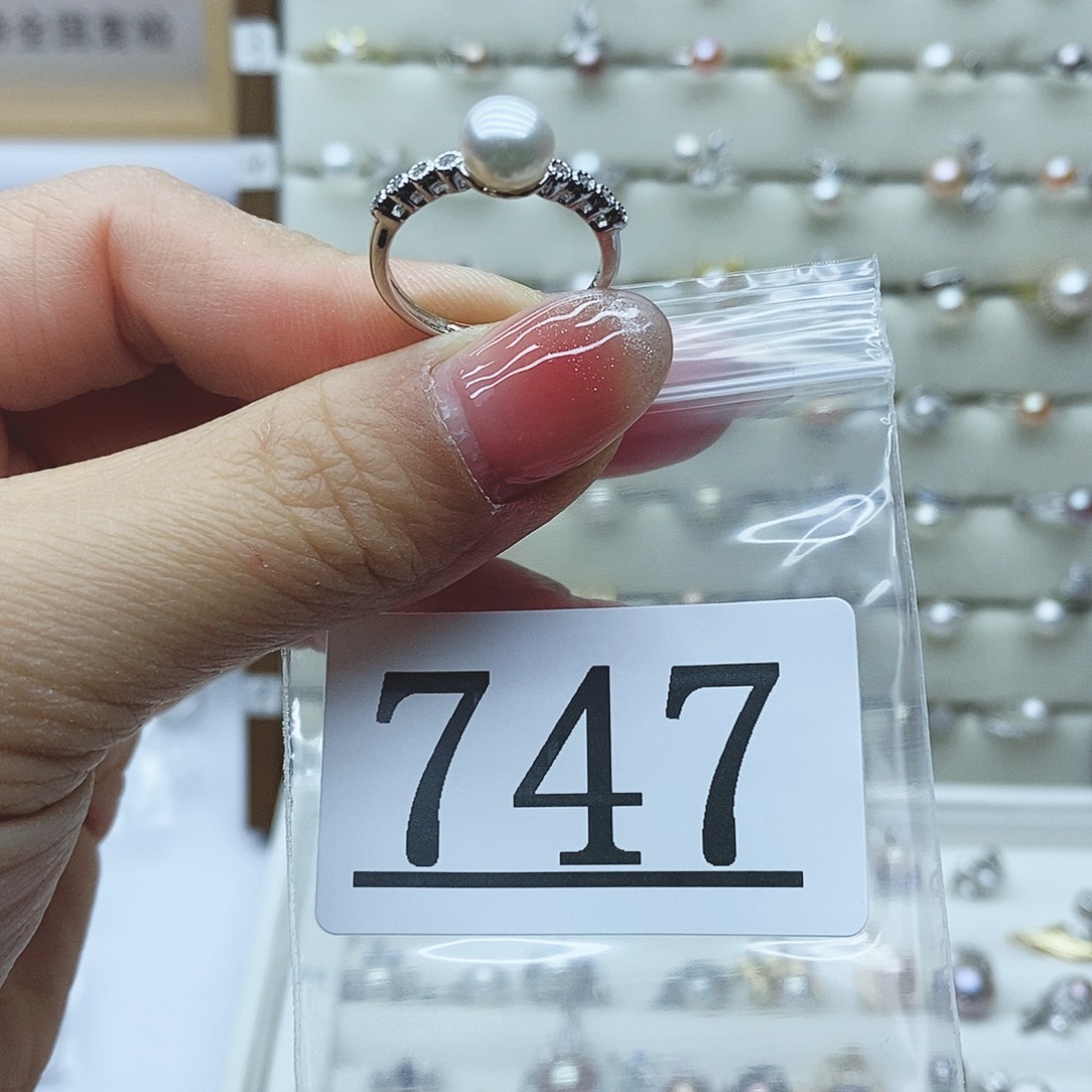 淡水珍珠戒指银S925镶嵌747