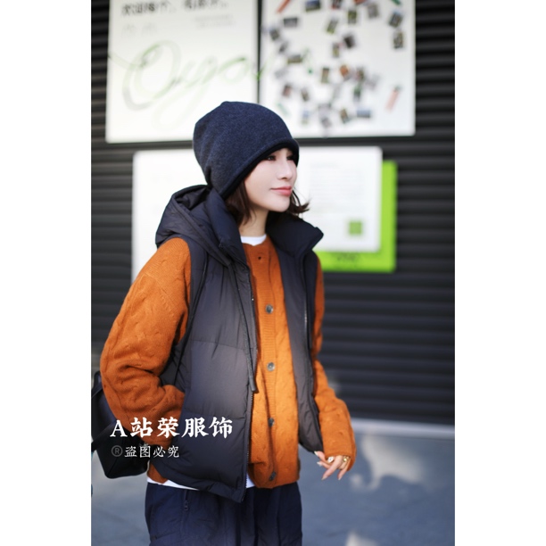 【荣姐精选】极简抽绳加羽绒纯色马甲